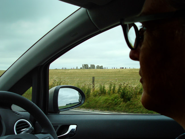 stonehenge from car