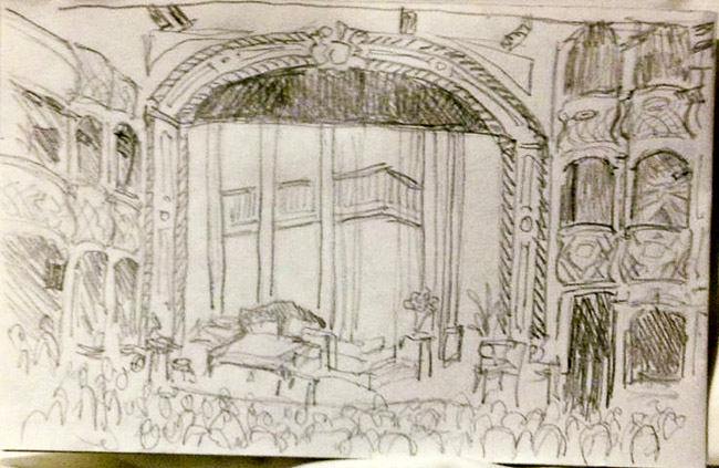 sketch of old vic theatre in london